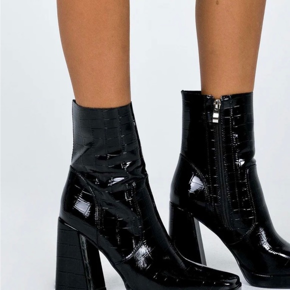 CROC PLATFORM BOOTS BLACK - Picture 3 of 6